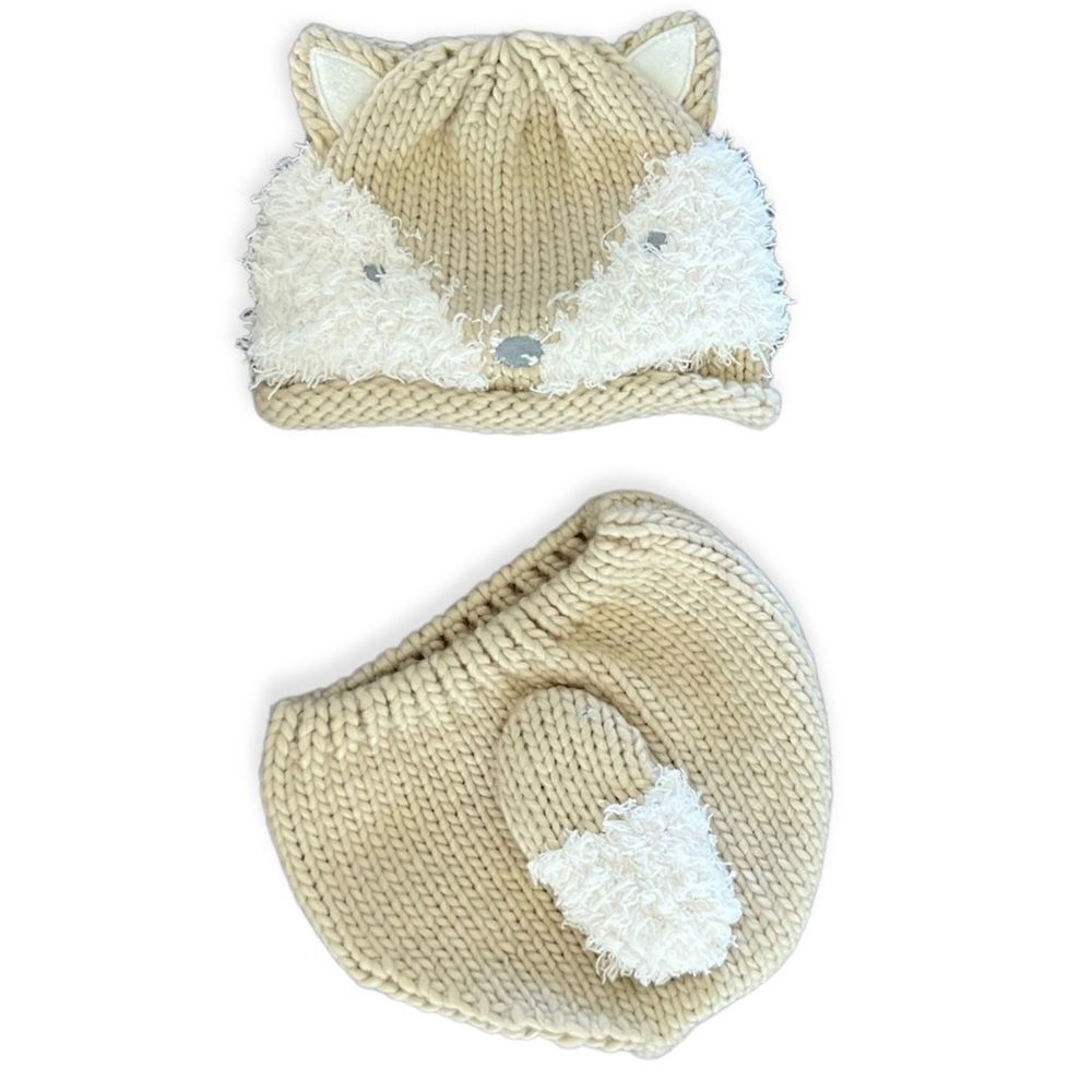Newborn Photoshoot Set; Fox Hat and Diaper Cover